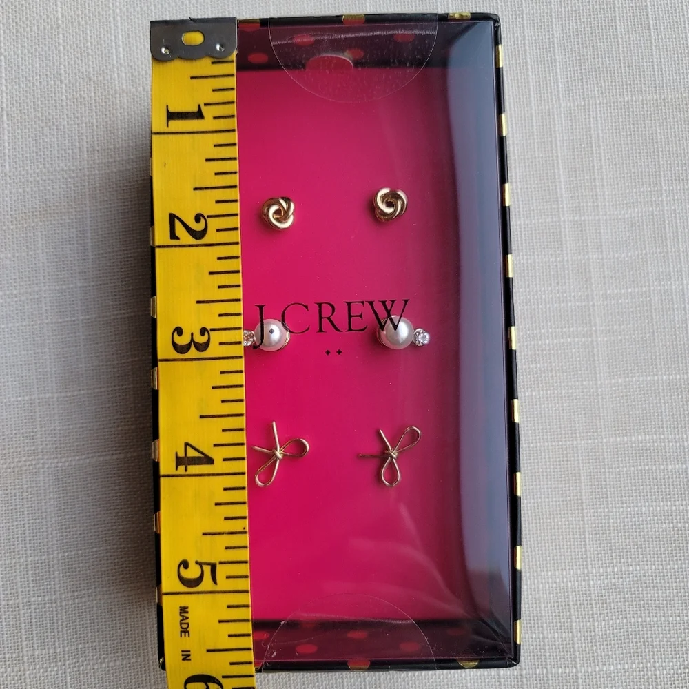 New! J. Crew Gold Pearl Stud Earring Set Gift Box NWT